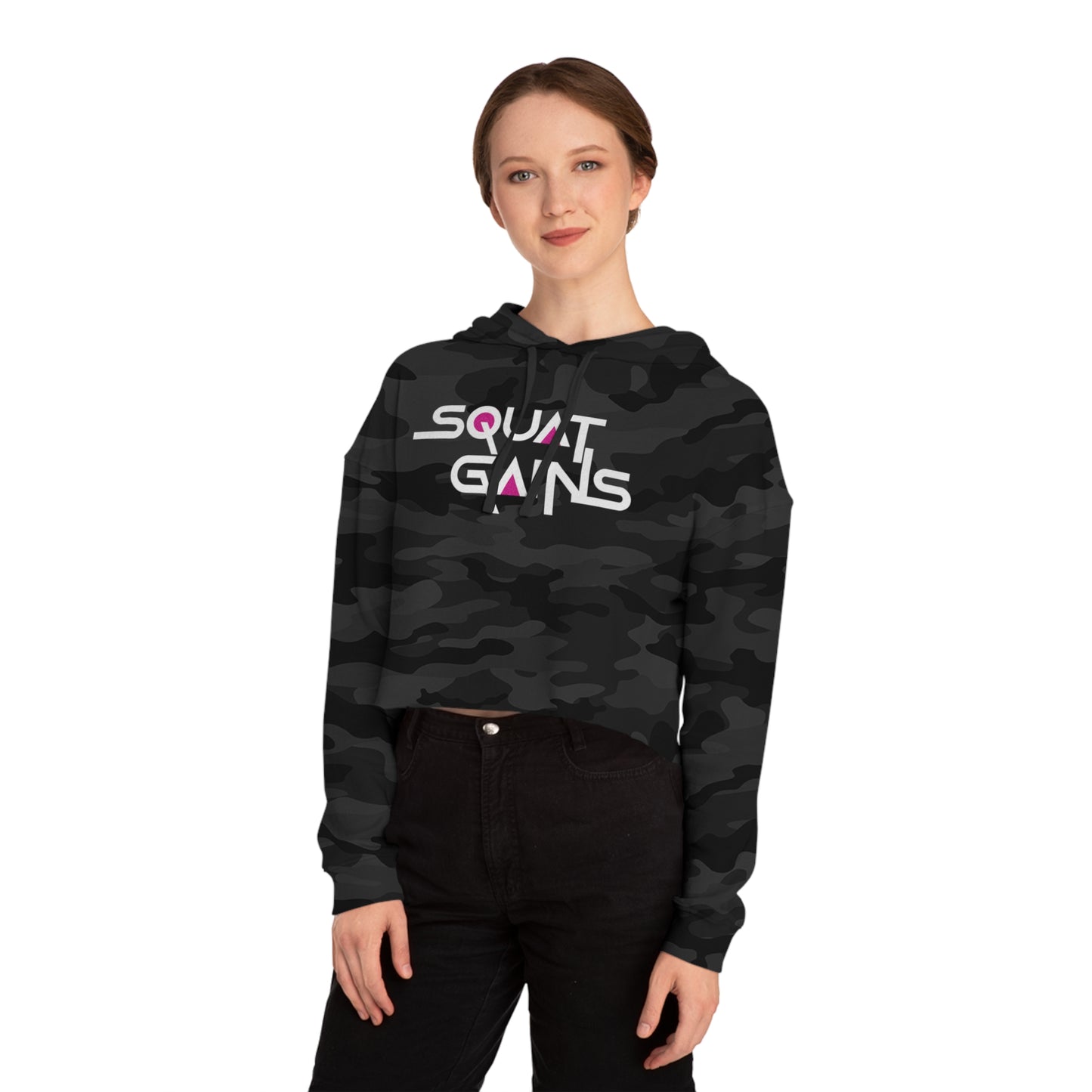 "Squat Gains" - Cropped Hooded Sweatshirt