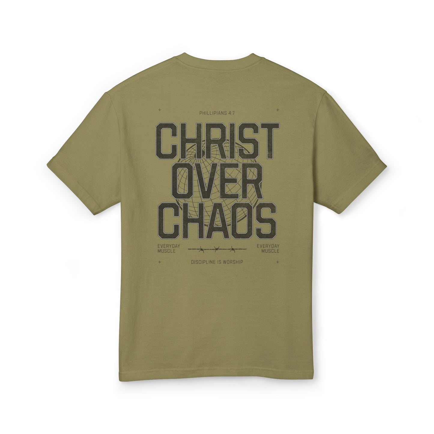 "Christ Over Chaos" - Unisex Heavyweight Cotton Tee