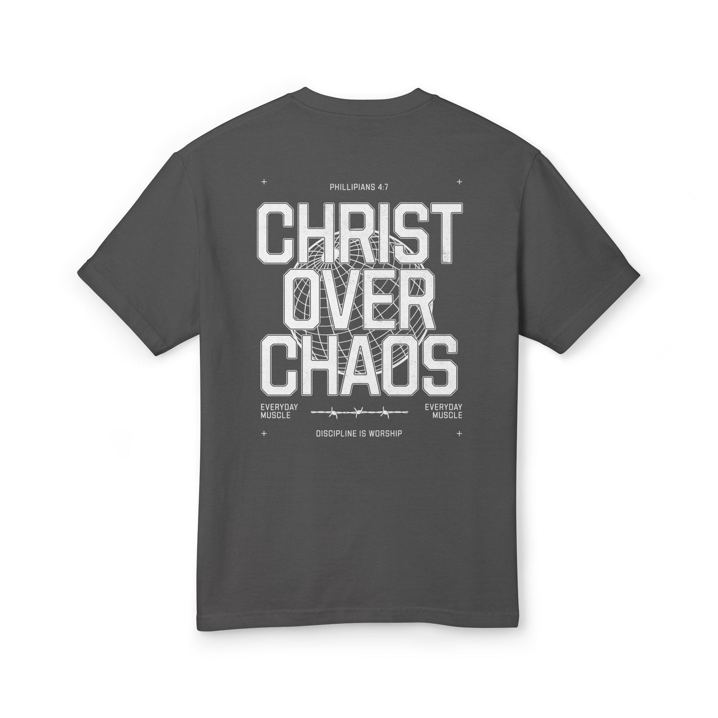 "Christ Over Chaos" - Unisex Heavyweight Cotton Tee
