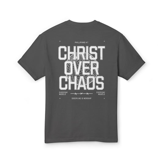 "Christ Over Chaos" - Unisex Heavyweight Cotton Tee